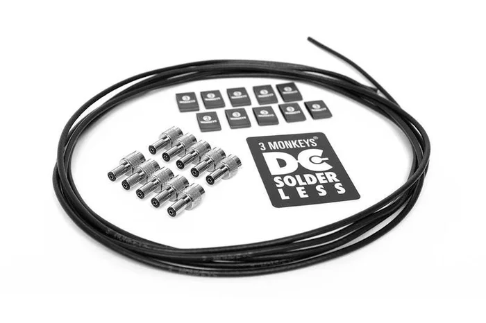 3 Monkeys Solderless DIY Pedalboard DC Cable Kit – 10 plugs + 10ft cable