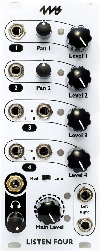 4ms Listen Four 4-Channel Stereo Mixer Module