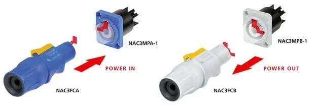4Sound. Neutrik Powercon kab 3p inlet, blå