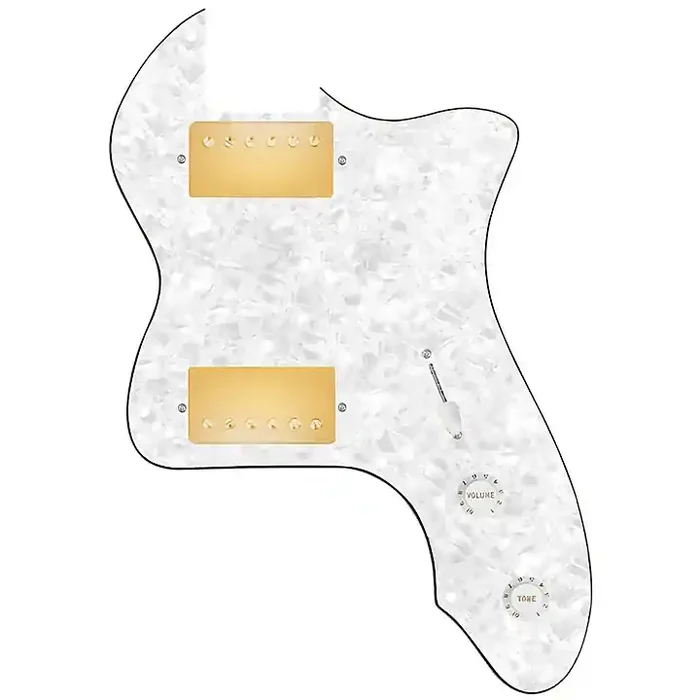 920D Custom 72 Thinline Tele Loaded Pickguard With Gold Roughneck Humbuckers and White Knobs White Pearl Guitar Center
