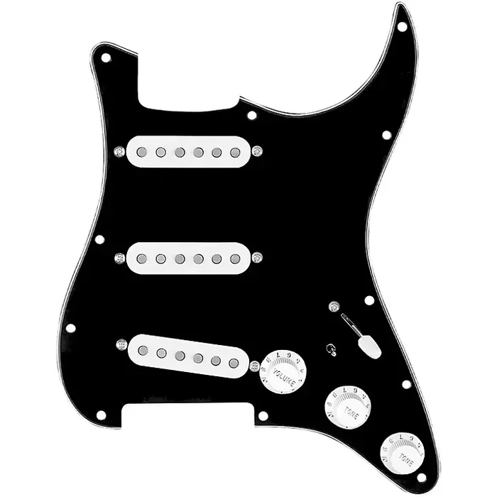 920D Custom “DG” Loaded Pickguard for Stratocasters With White Pickups & Knobs and S7W-MT Wiring Harness Black Guitar Center