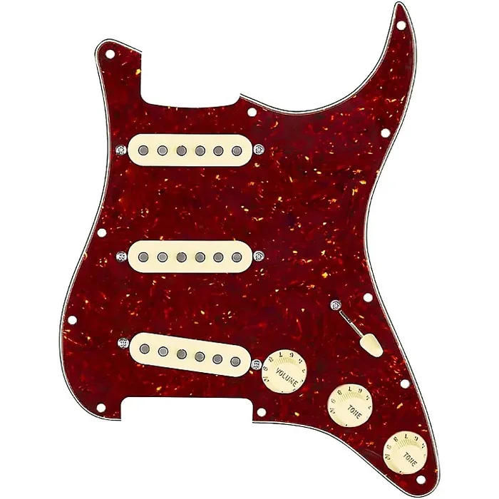 920D Custom Generation Loaded Pickguard For Strat With Aged White Pickups and Knobs and S5W-BL-V Wiring Harness Tortoise