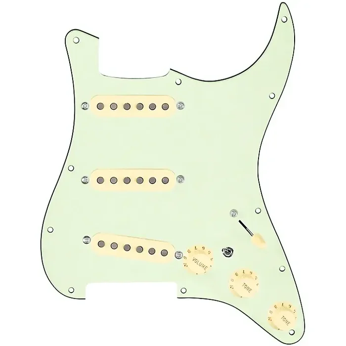 920D Custom Generation Loaded Pickguard For Strat With Aged White Pickups and Knobs and S7W-MT Wiring Harness Mint Green Guitar Center