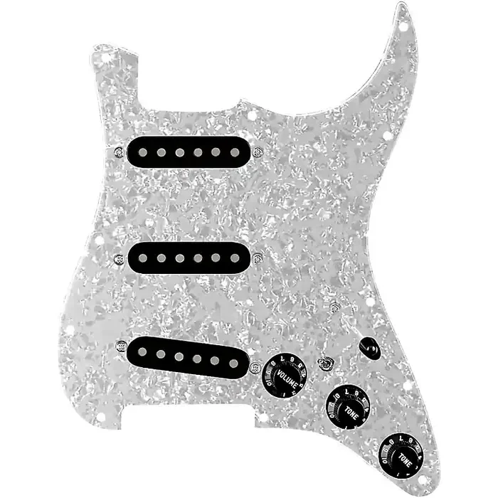 920D Custom Generation Loaded Pickguard for Strat With Black Pickups & Knobs, S7W Wiring Harness White Pearl Guitar Center