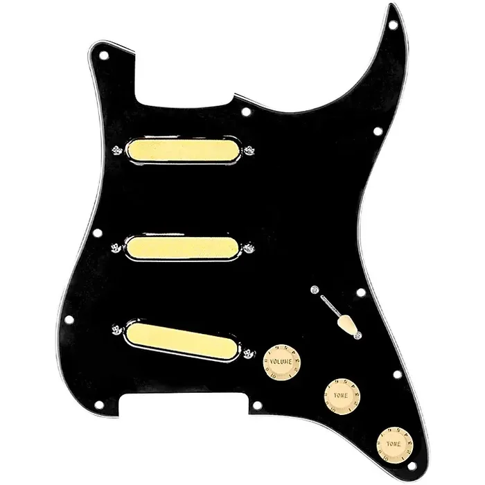 920D Custom Gold Foil Loaded Pickguard for Strat With Aged White Pickups & Knobs, S7W Wiring Harness Black Guitar Center