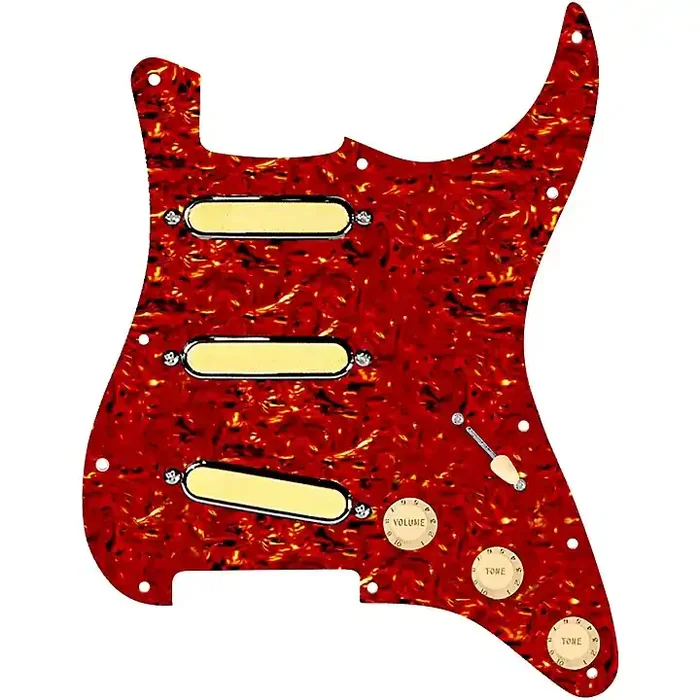 920D Custom Gold Foil Loaded Pickguard For Strat With Aged White Pickups and Knobs and S5W-BL-V Wiring Harness Tortoise Guitar Center