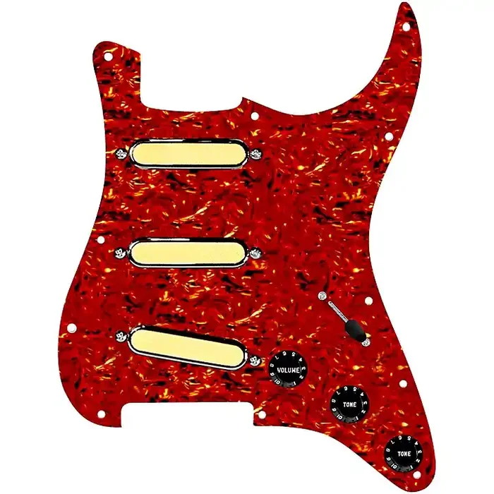 920D Custom Gold Foil Loaded Pickguard For Strat With Black Pickups and Knobs and S5W-BL-V Wiring Harness Tortoise Guitar Center