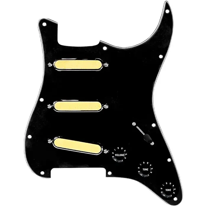 920D Custom Gold Foil Loaded Pickguard For Strat With Black Pickups and Knobs and S5W Wiring Harness Black Guitar Center