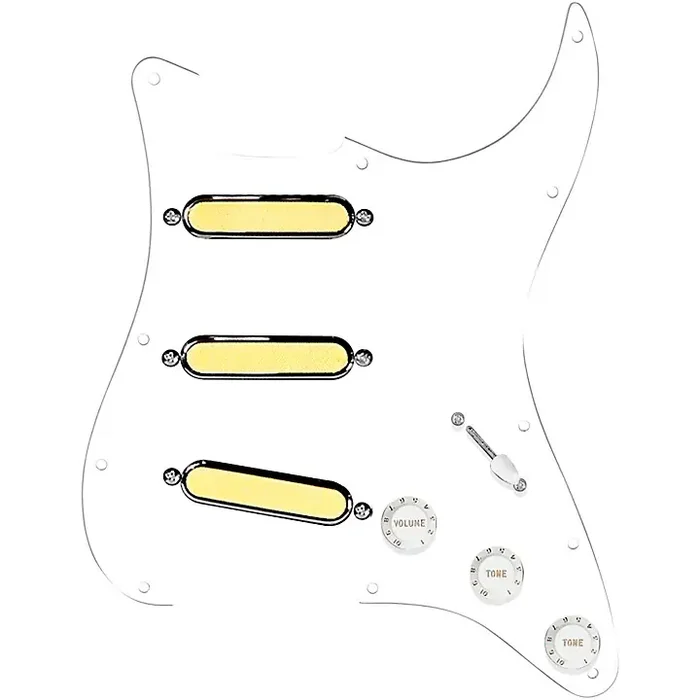 920D Custom Gold Foil Loaded Pickguard For Strat With White Pickups and Knobs and S5W Wiring Harness White Guitar Center