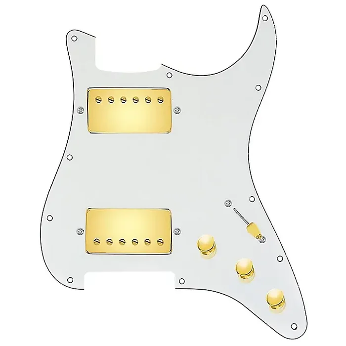920D Custom HH Loaded Pickguard for Strat With Gold Cool Kids Humbuckers and S5W-HH Wiring Harness Parchment Guitar Center