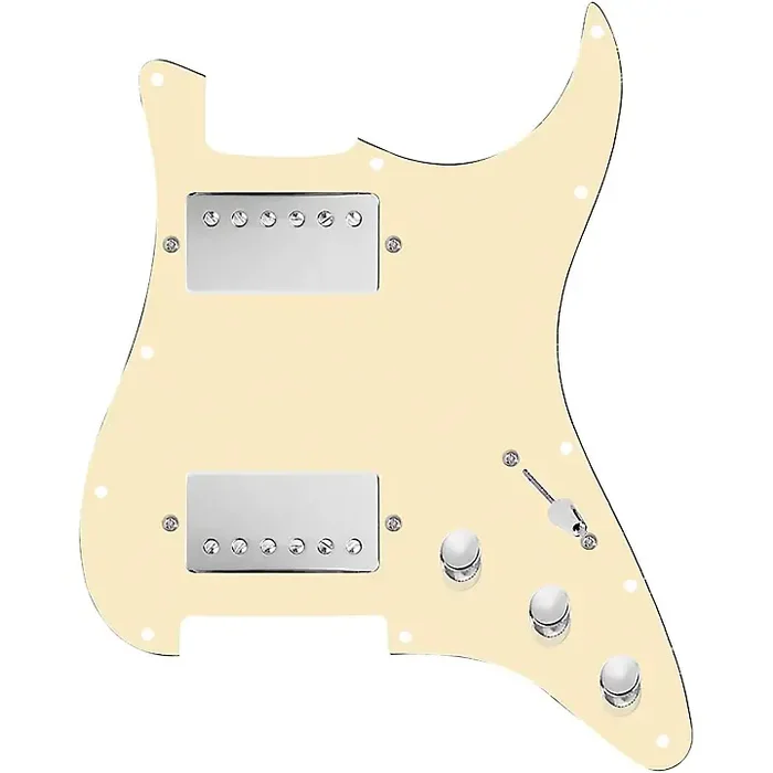 920D Custom HH Loaded Pickguard for Strat With Nickel Cool Kids Humbuckers and S3W-HH Wiring Harness Aged White Guitar Center