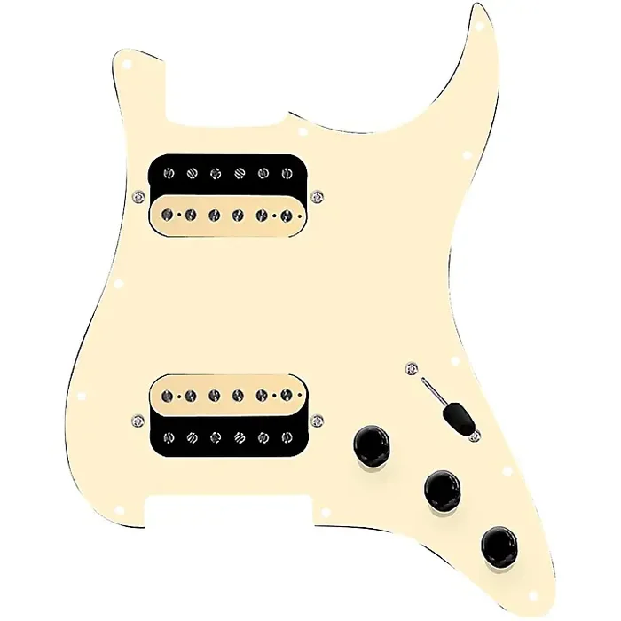 920D Custom HH Loaded Pickguard for Strat With Uncovered Roughneck Humbuckers and S3W-HH Wiring Harness Aged White Guitar Center