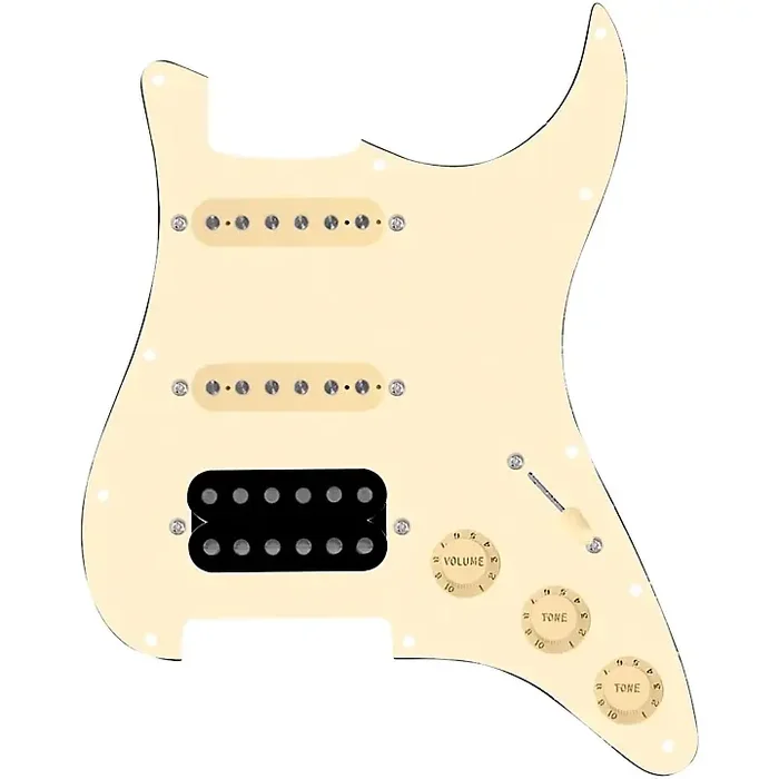 920D Custom HSS Loaded Pickguard For Strat With An Uncovered Smoothie Humbucker, Aged White Texas Vintage Pickups and Aged White Knobs Aged White Guitar Center