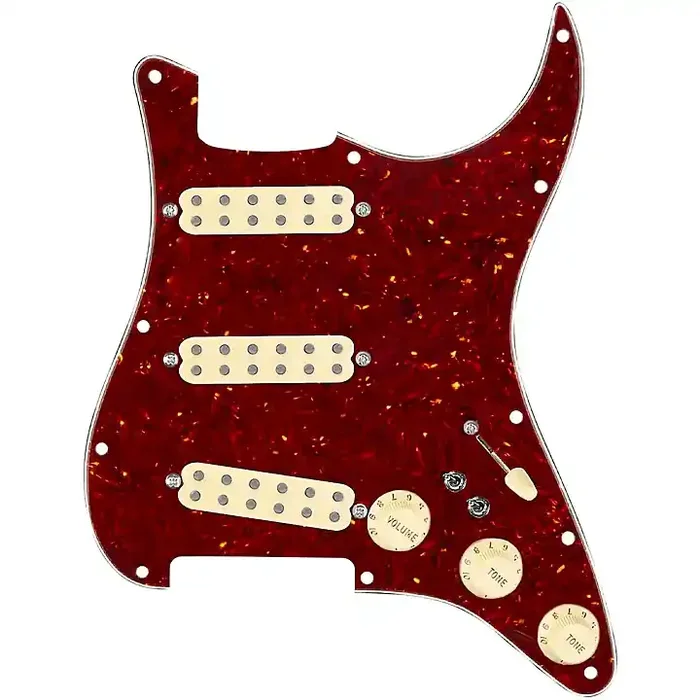 920D Custom Polyphonic Loaded Pickguard for Strat With Aged White Pickups & Knobs and S7W-2T Wiring Harness Tortoise Guitar Center