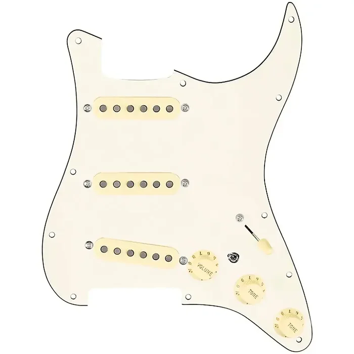 920D Custom Texas Grit Loaded Pickguard for Strat With Aged White Pickups and Knobs and S7W-MT Wiring Harness Parchment Guitar Center