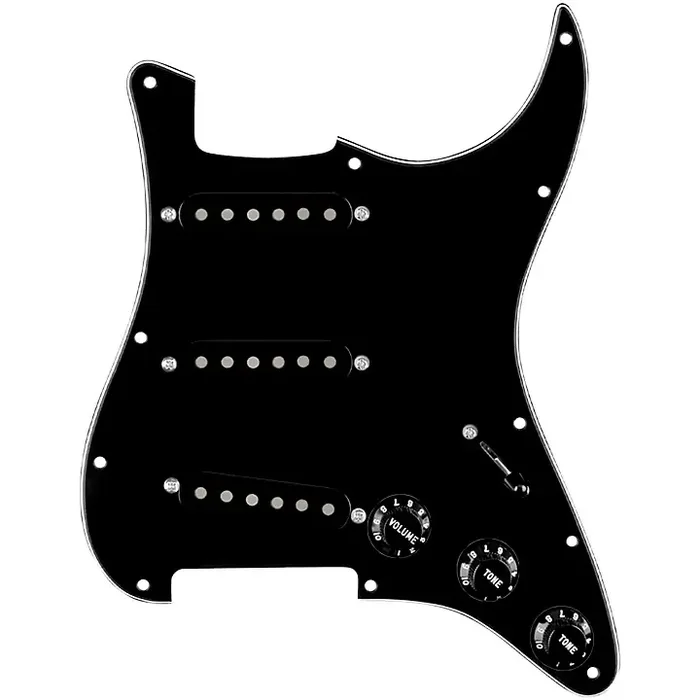 920D Custom Texas Grit Loaded Pickguard for Strat With Black Pickups and Knobs and S5W-BL-V Wiring Harness Black Guitar Center