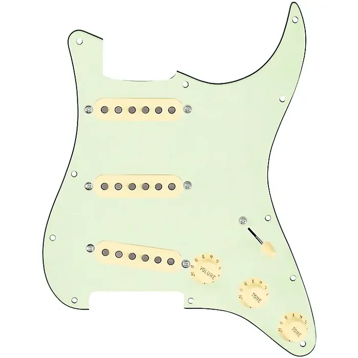 920D Custom Texas Vintage Loaded Pickguard for Strat With Aged White Pickups and S5W-BL-V Wiring Harness Mint Green Guitar Center