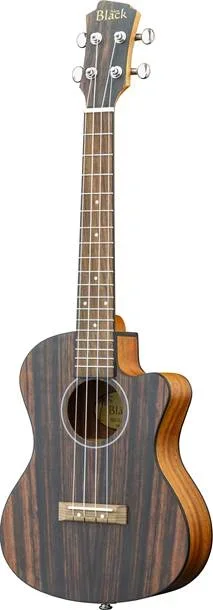 Adam Black Tenor Ukulele Striped Ebony Cutaway Electric