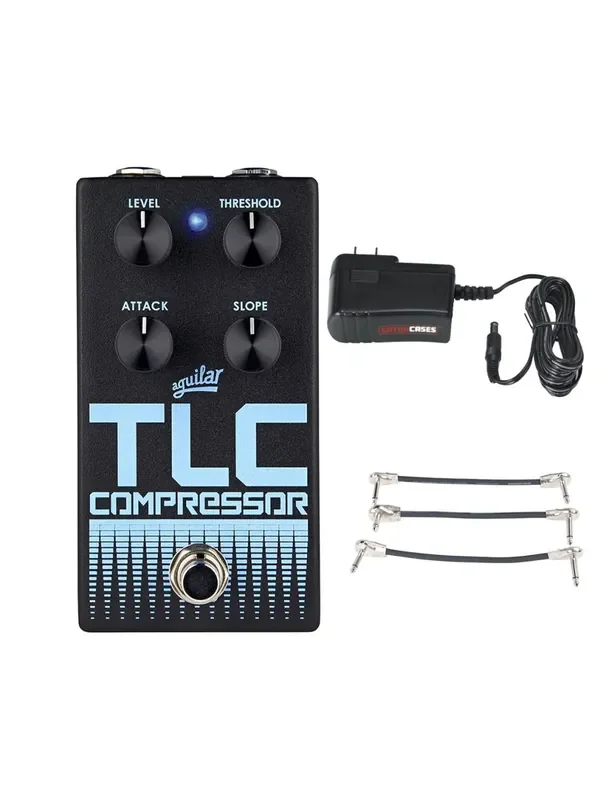 Aguilar TLC V2 Bass Compressor Pedal + Gator 9V Power Combo & 3 Patch Cables