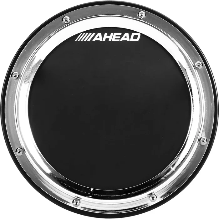 Ahead 10″ Chrome S-Hoop Black Rubber Practice Pad w/ Snare Sound