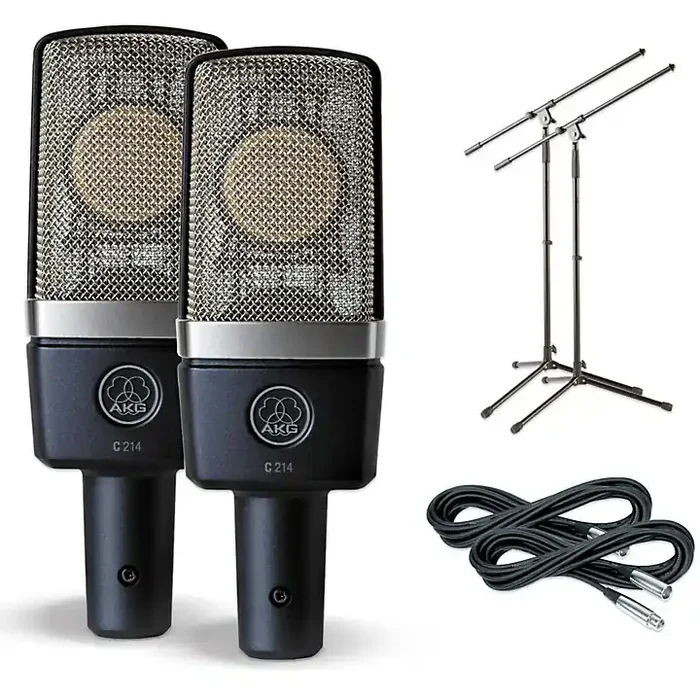 AKG C214 Large-Diaphragm Condenser Mic Cable and Stand Drum Overhead Package Guitar Center