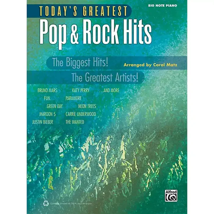 Alfred Today‘s Greatest Pop & Rock Hits Big Note Piano Book Guitar Center