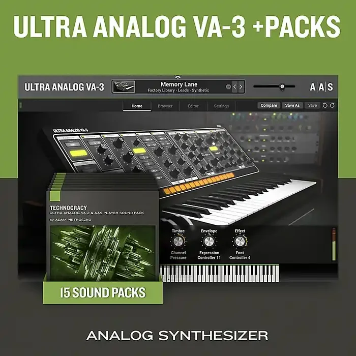 Applied Acoustics Systems Ultra Analog VA-3 + Packs (Download) Guitar Center