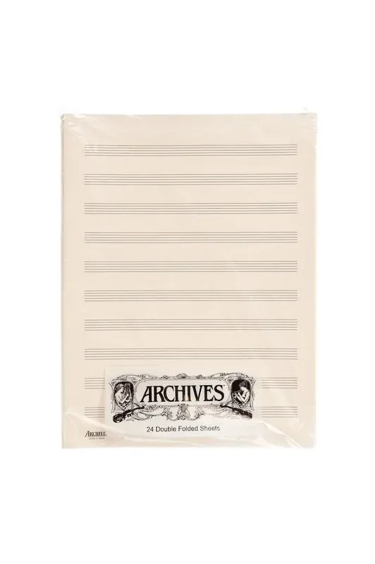Archives Double-Folded Manuscript Paper Sheets, 10 stave, 24 Sheets