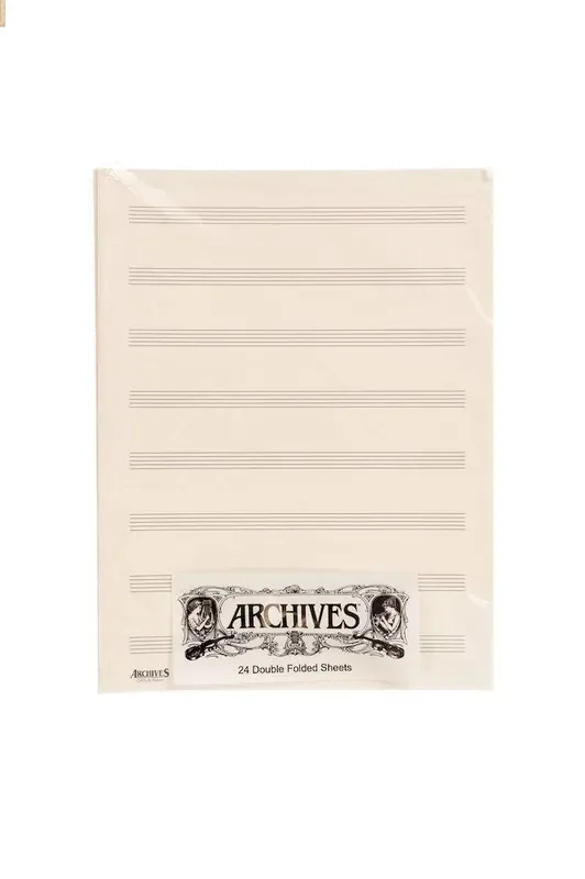 Archives Double-Folded Manuscript Paper Sheets, 8 stave, 24 Sheets