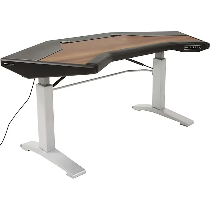 Argosy Halo Keyboard Desk With Black End Panels, Mahogany Top, Silver Legs Guitar Center