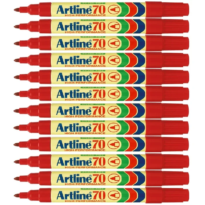 Artline 70 Box 12 Permanent Marker 1.5mm Bullet Tip (Red)