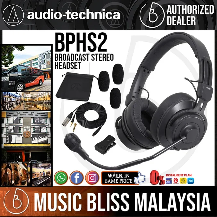 Audio Technica BPHS2 Broadcast Stereo Headset with Dynamic Boom Mic