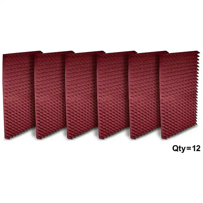 Auralex Studiofoam Pyramids 24″x48″x2″ Acoustic Panels 12-Pack Burgundy Guitar Center