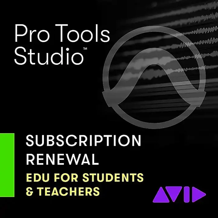 Avid Pro Tools Studio 1-Year Subscription Updates and Support, Renewal for Student/Teacher Subscription Licenses – One-Time Payment Guitar Center