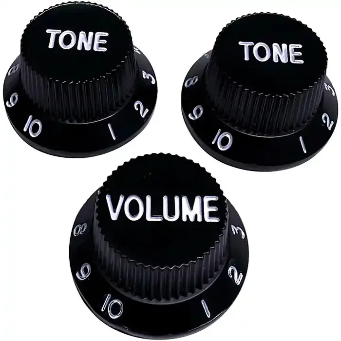 AxLabs Strat-Style Knob Kit with White Lettering (3) Black Guitar Center