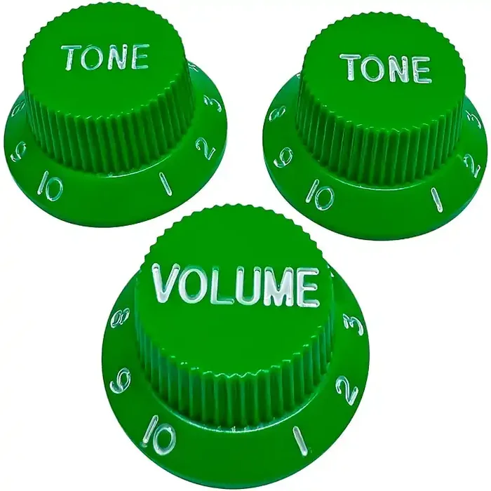 AxLabs Strat-Style Knob Kit with White Lettering (3) Green Guitar Center