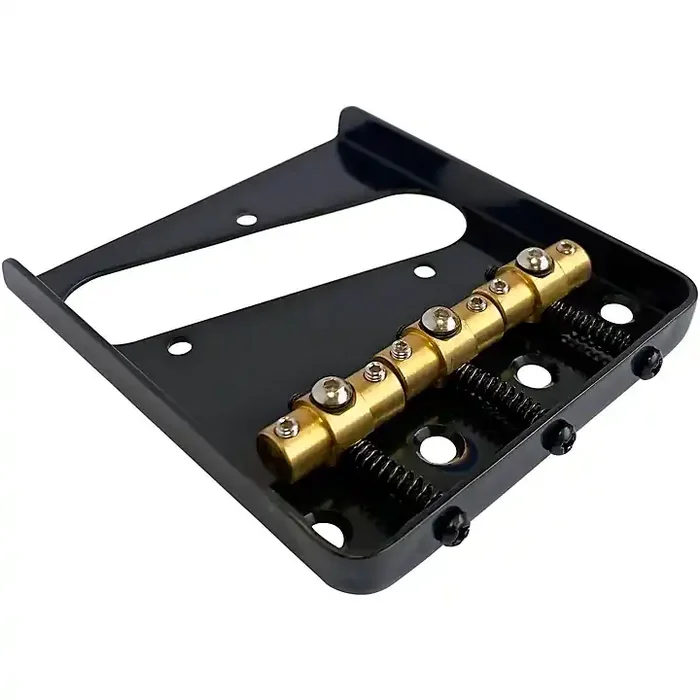 AxLabs Tele-Style Steel Plate Bridge with Brass Swivel Saddles Black Guitar Center