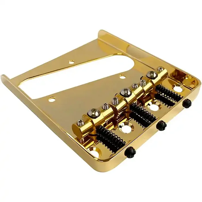 AxLabs Tele-Style Steel Plate Bridge with Brass Swivel Saddles Gold Guitar Center