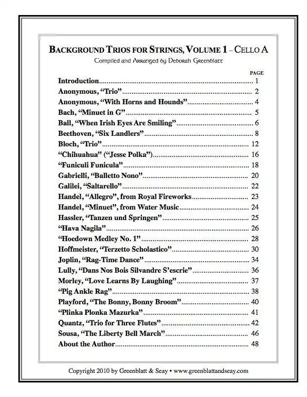 Background Trios for Strings Vol. 1 – Cello A