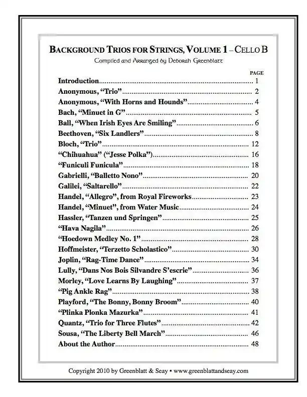 Background Trios for Strings Vol. 1 – Cello B