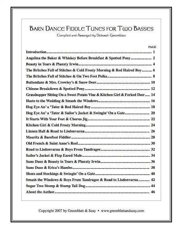 Barn Dance Fiddle Tunes for Two Basses