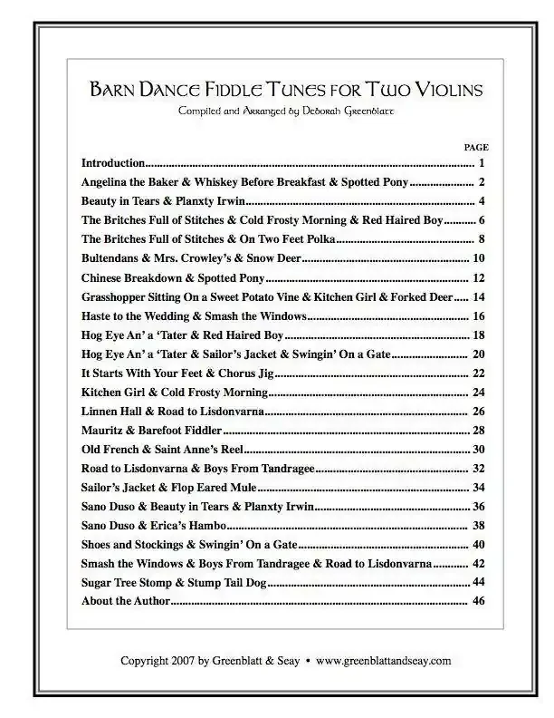 Barn Dance Fiddle Tunes for Two Violins