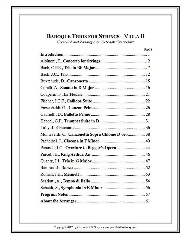 Baroque Trios for Strings – Viola B