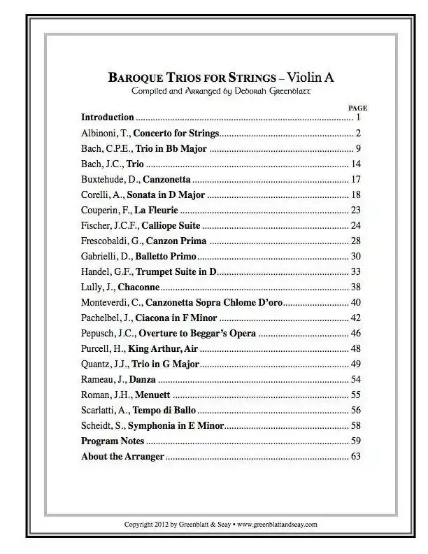 Baroque Trios for Strings – Violin A