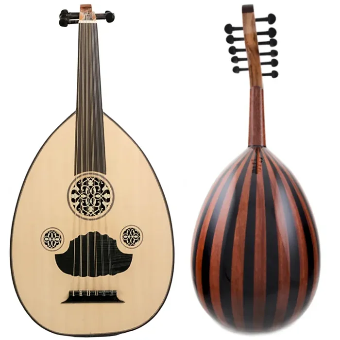 Beginner Oud with Ebony Pegs – Long Fingerboard, Mahogany/Black Glossy Finish