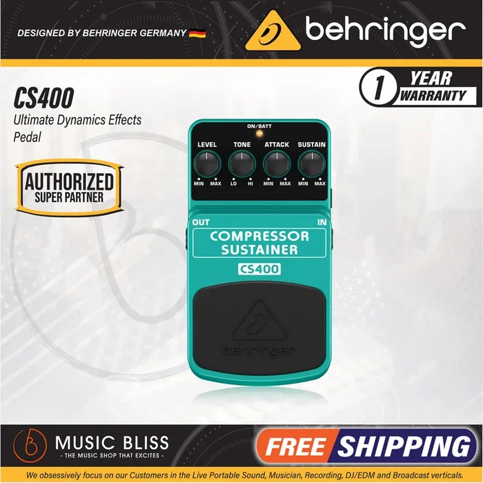 Behringer CS400 Compressor/Sustainer Guitar Effects Pedal (CS-400 / CS 400)
