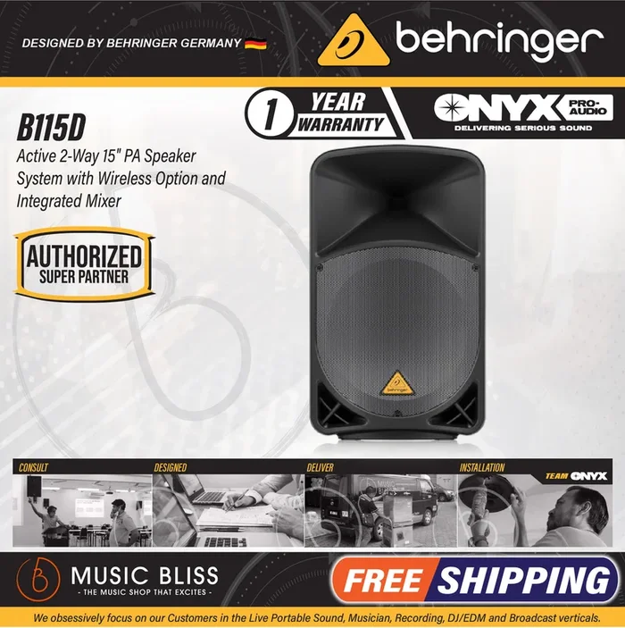 Behringer Eurolive B115D 1000-Watt 15″ Powered Speaker (B-115D / B 115D)
