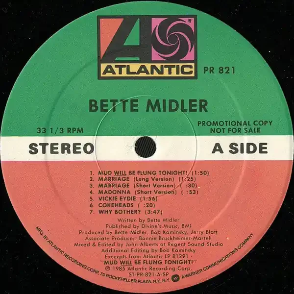 Bette Midler – Excerpts From Mud Will Be Flung Tonight!