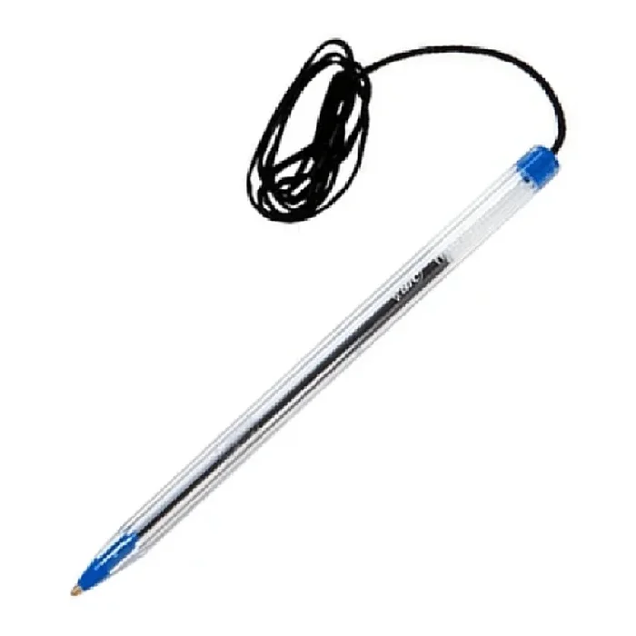 BIC Cristal Ball Point Pen Corded String Blue Pack 12 10217