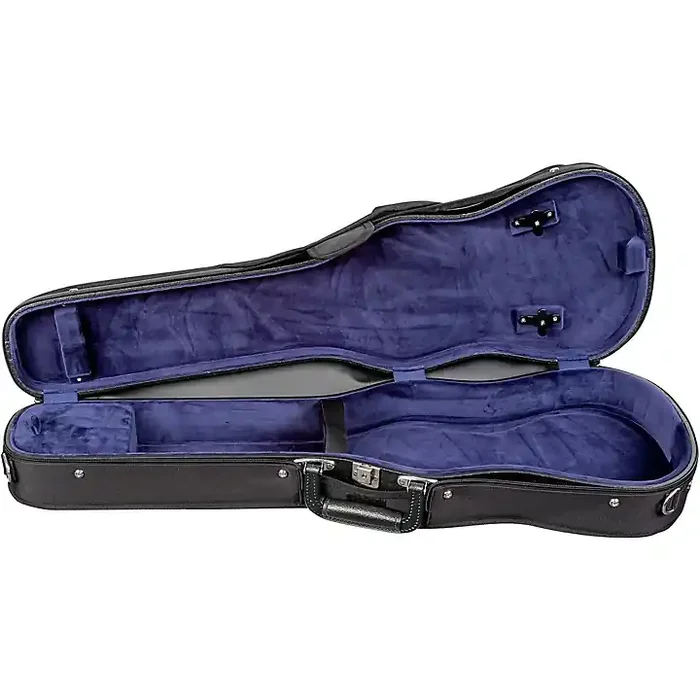 Bobelock Slim Shaped Woodshell Violin Case 1/2 Size Black Exterior, Blue Interior Guitar Center